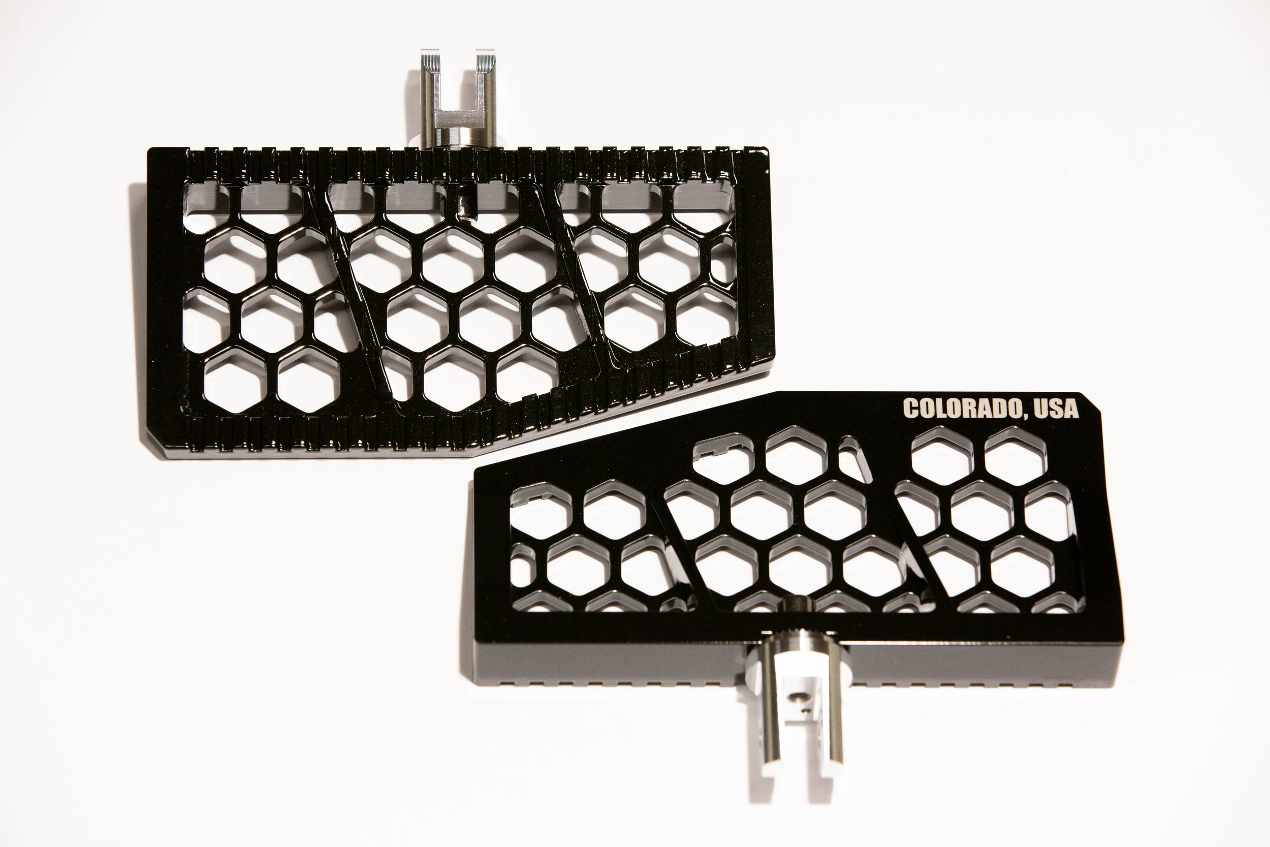 Vengeance Customs rider floorboards for 2018+ Harley-Davidson Softail in Black Eclipse, installed on motorcycle