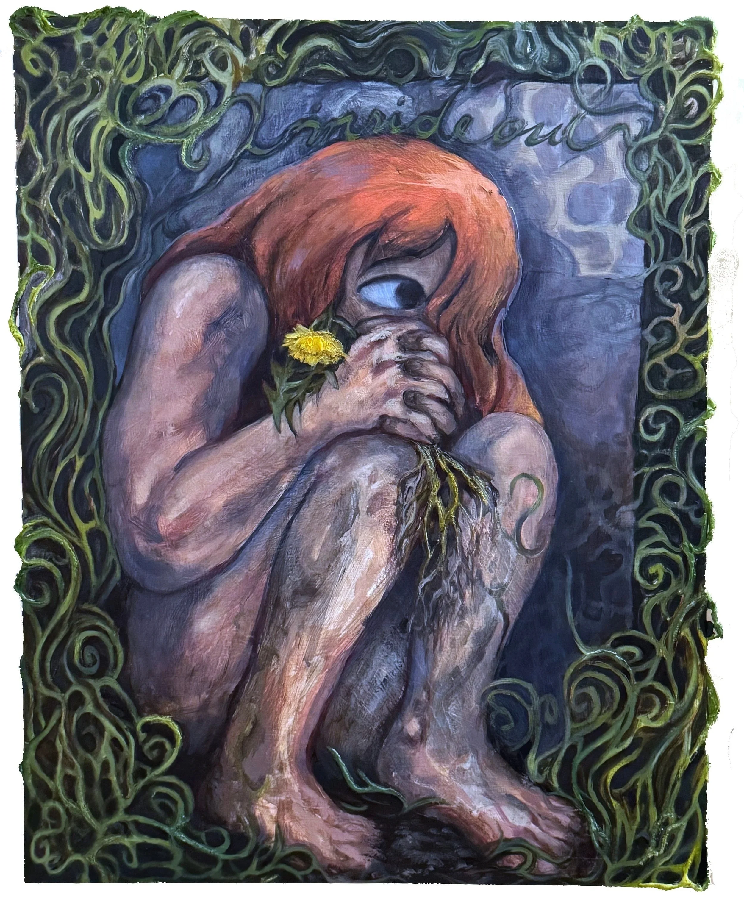 gardener, oil and moulding paste on panel (2025)