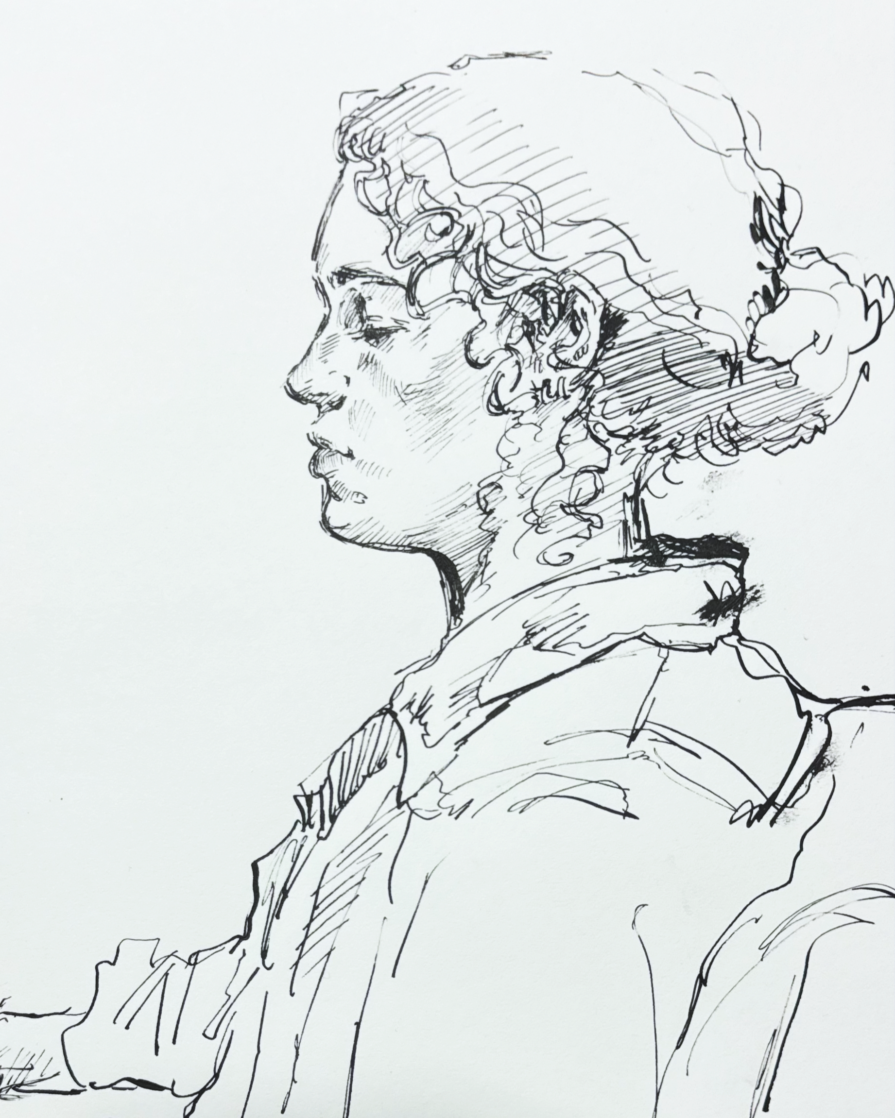profile of nora, ink on paper (2025)