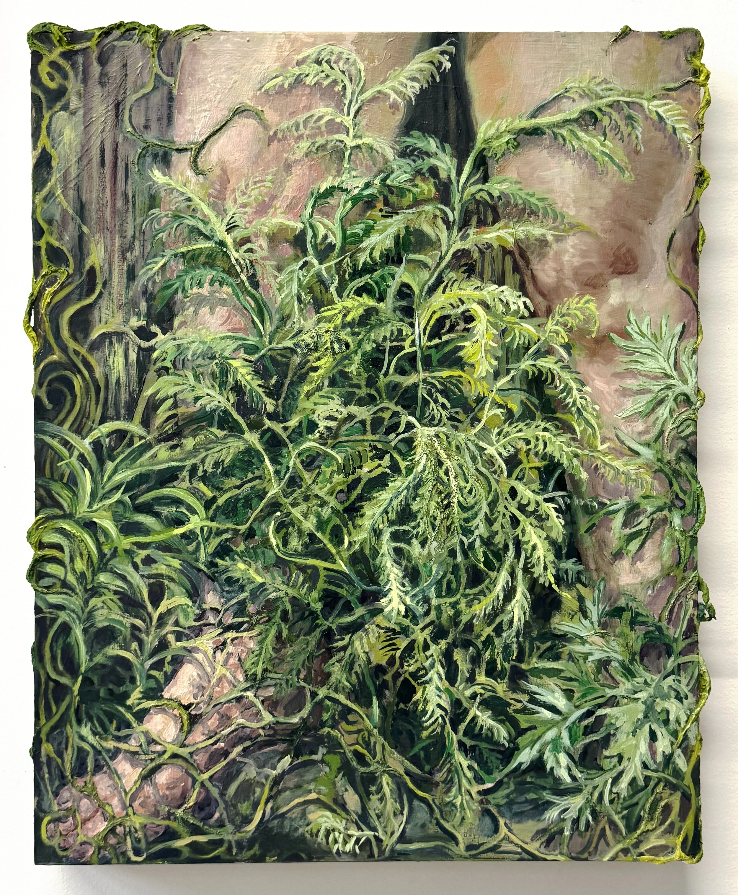 Me and My Yarrow (2026) oil and moulding paste on panel