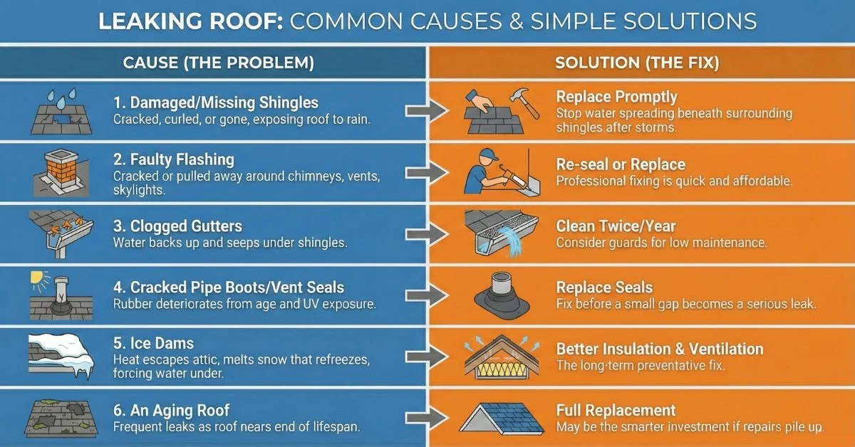 Common Causes of a Leaking Roof and Their Solutions