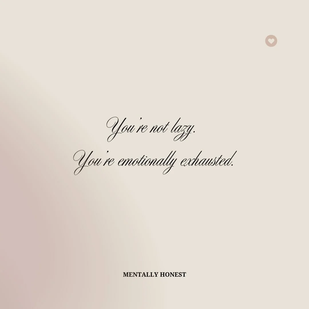Mentally Honest Truth:

Most people aren&rsquo;t unmotivated; they&rsquo;re overwhelmed.
You don&rsquo;t need discipline. 
You need recovery.
&nbsp;
Save this for when you start being hard on yourself.

𝓢𝓪𝓵𝓵𝔂 𝓓𝓮𝓵 𝓥𝓮𝓬𝓬𝓱𝓲𝓸

📍  𝐂𝐀 &amp