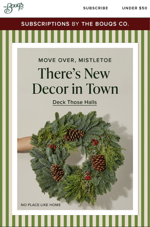Holiday decor launch email