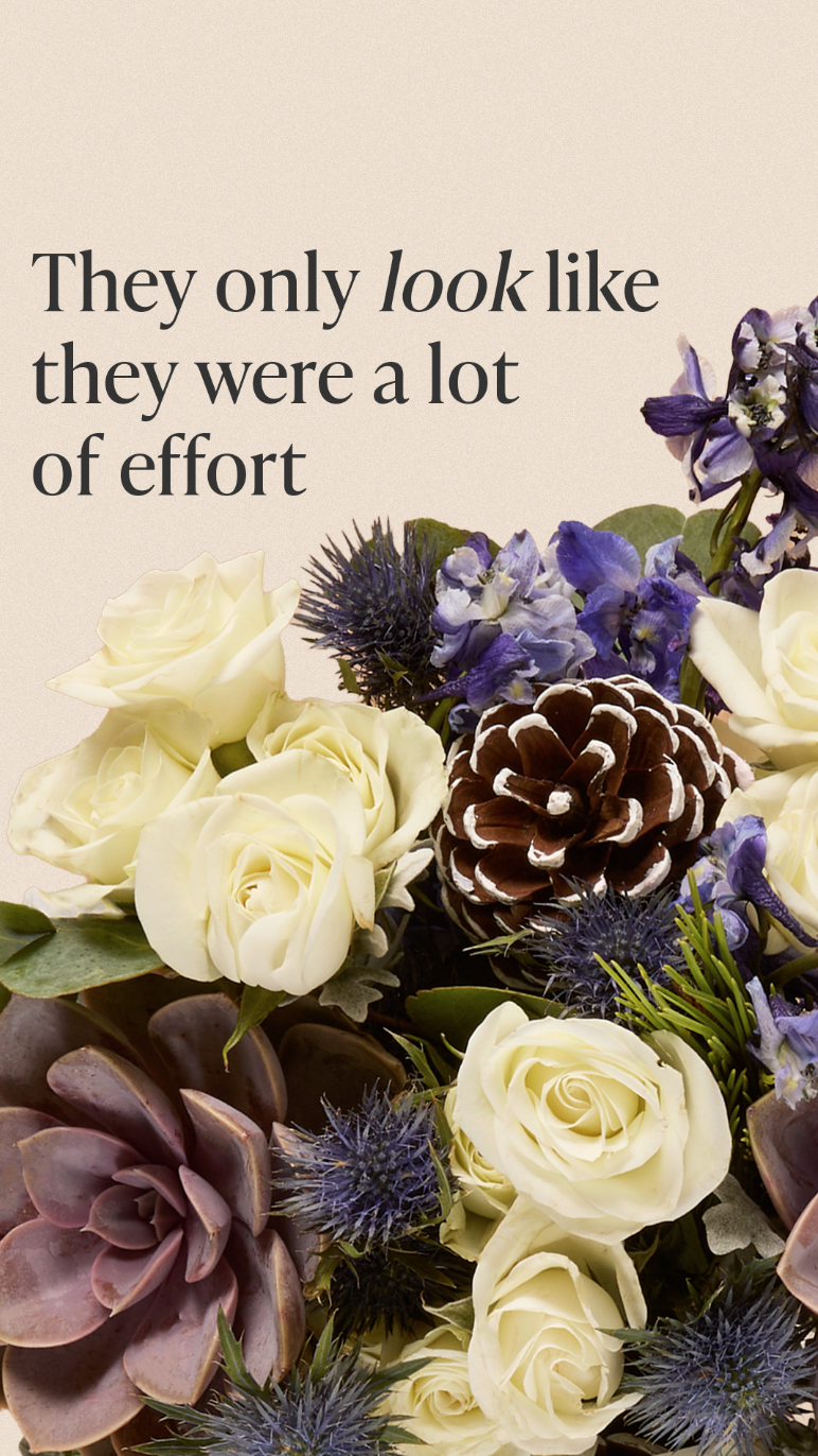 Meta ad targeting male audience. Emphasizing ease of monthly flower subscription