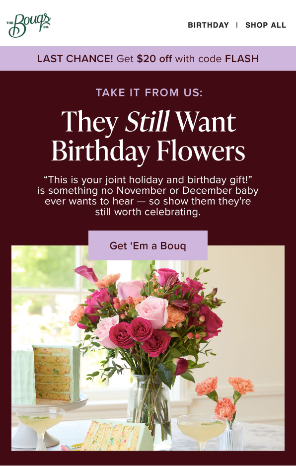 Email pushing winter birthdays