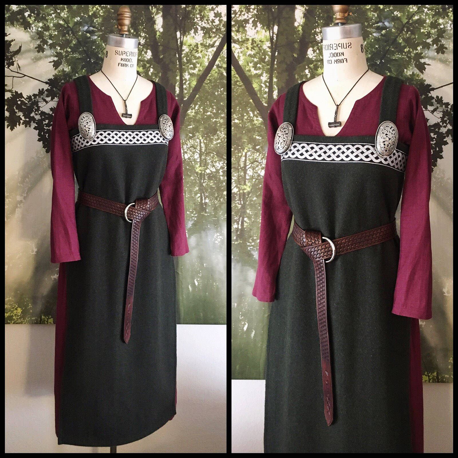 Viking linen hangerock apron dress