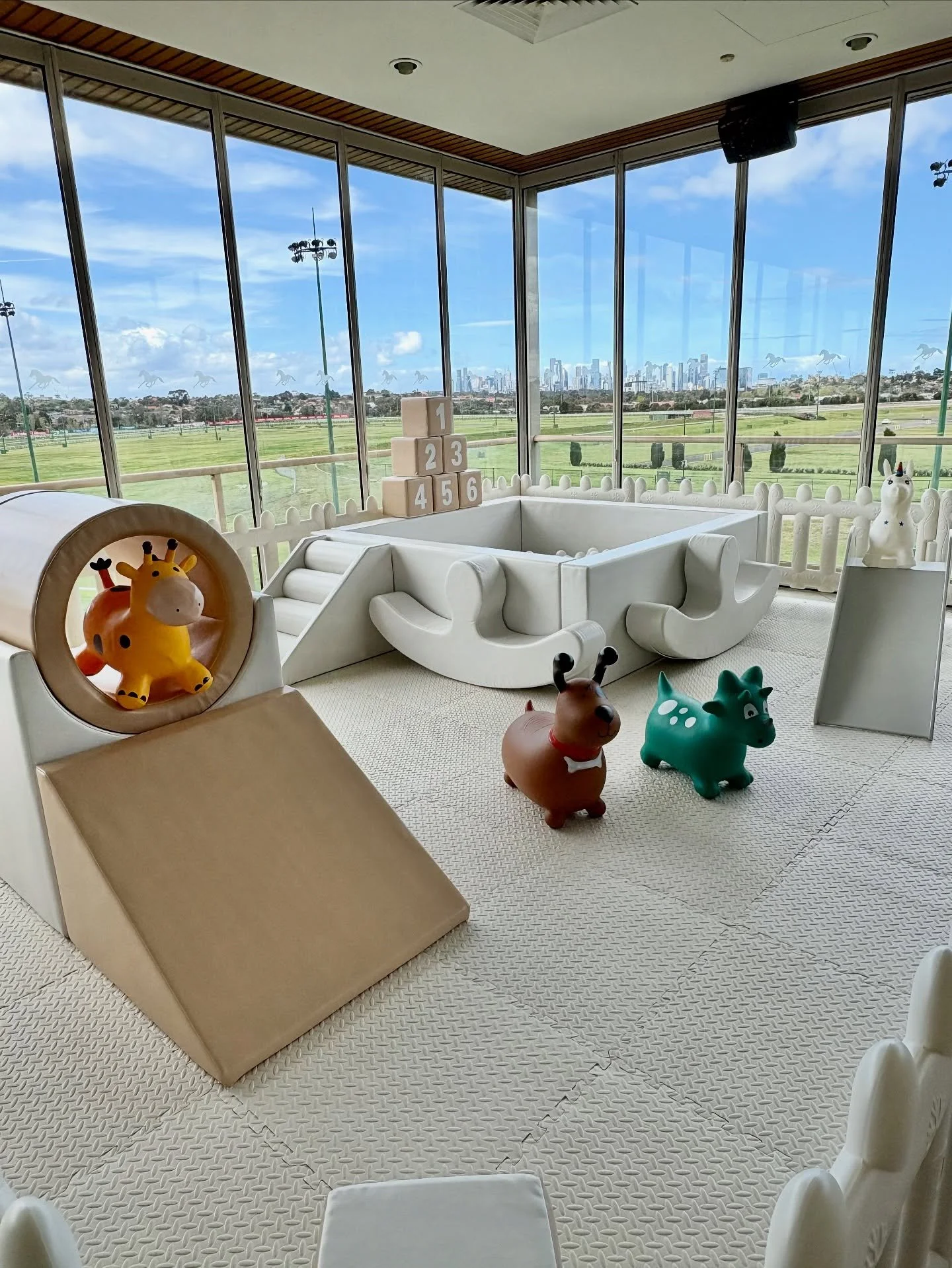 Soft play, stunning views and happy feet.

Venue: Moonee Valley Legends 

Create a safe + stylish play space at your next event &mdash; we bring the fun to you!