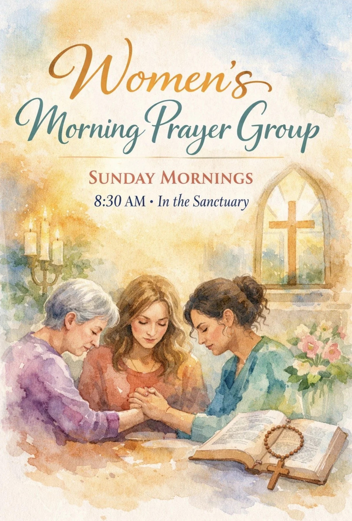 Women's Prayer Group meets Sunday mornings at 8:30AM in the Sanctuary