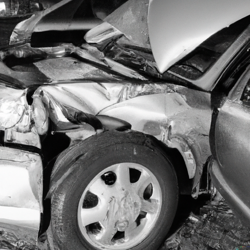 DALL·E 2023-02-26 14.52.09 - totaled car in traffic accident detailed black and white photograph with flash.png