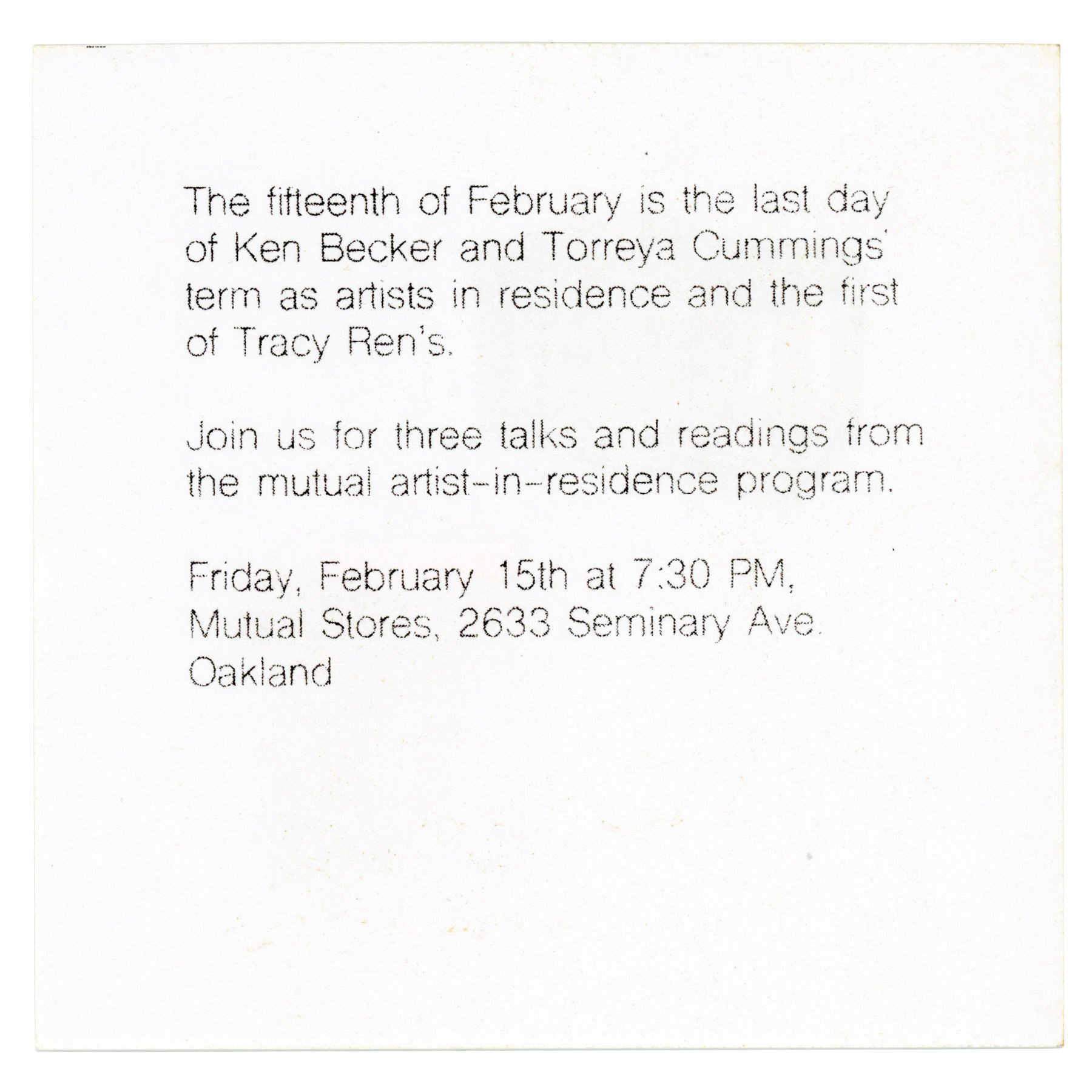 Torreya Cummings, Arrested Decay Interpretive Site at Mutual Stores, Oakland, CA 2019