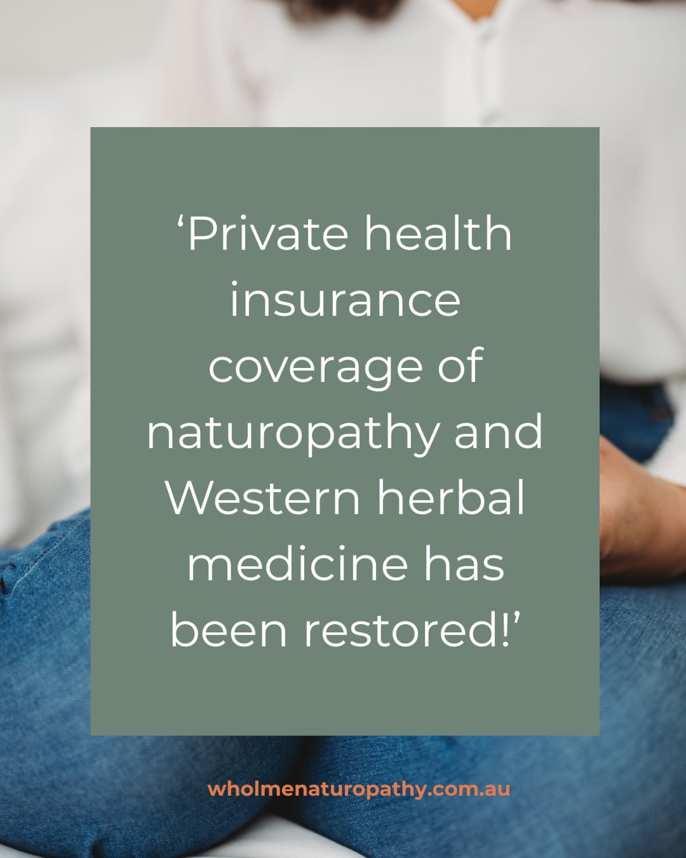 Important Update: Naturopathy &amp; Herbal Medicine Rebates Are Back! 

In 2019, these services were removed from private health insurance extras cover&mdash;making it harder for many to access the care they value most. But it&rsquo;s great to share 