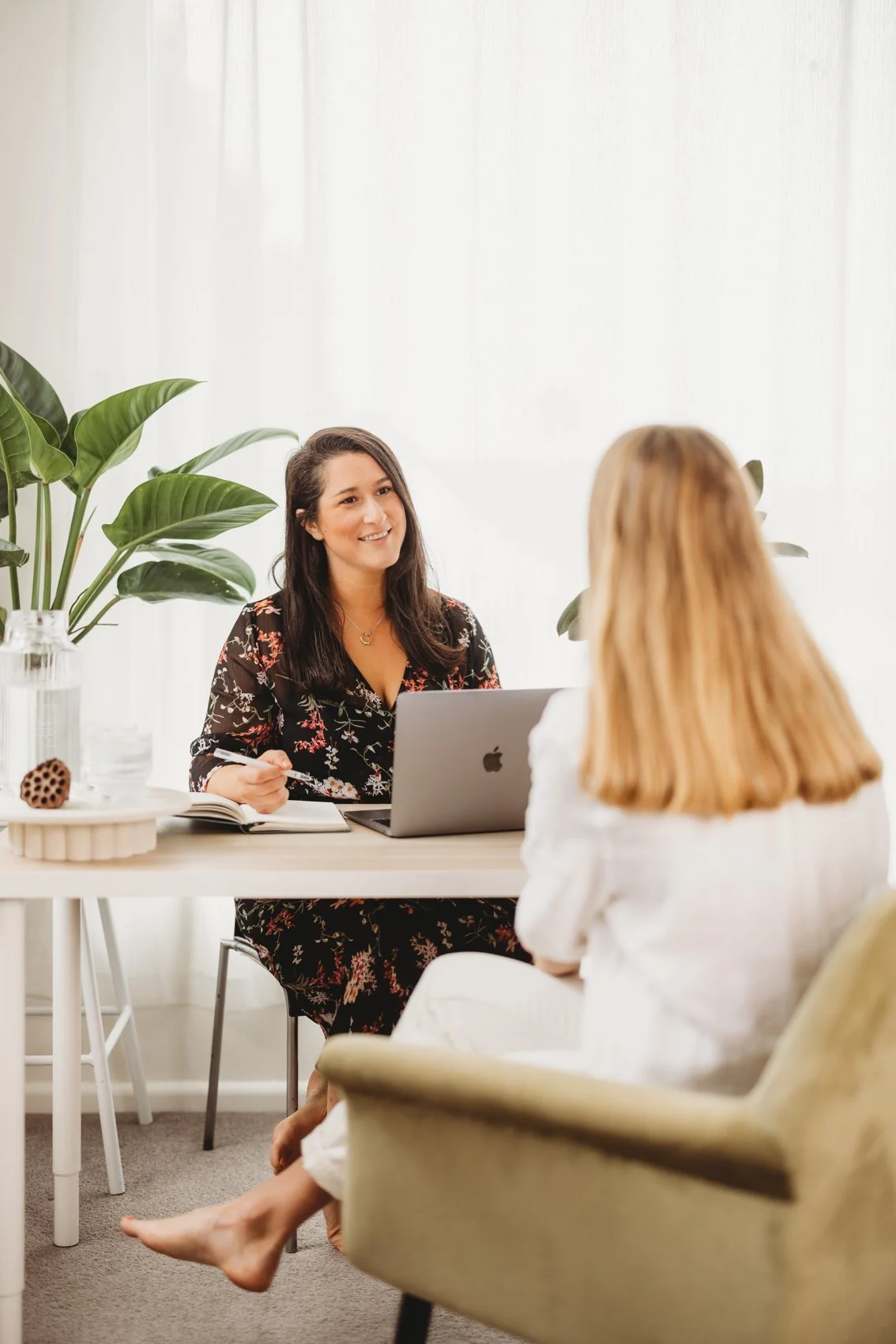 Hormone naturopath Debbie Kaczor in a consultation with a client at Wholme Naturopathy