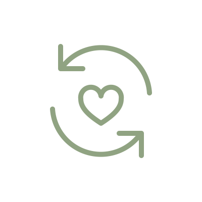 Circular arrows with heart icon
