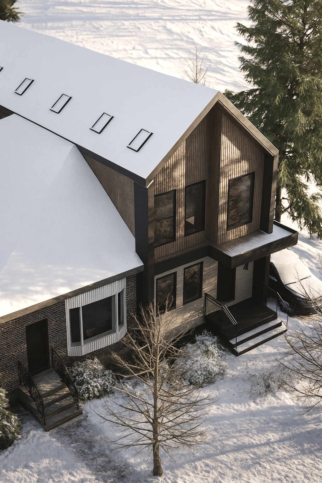 Site context of Oakville custom home illustrating architectural relationship to surroundings