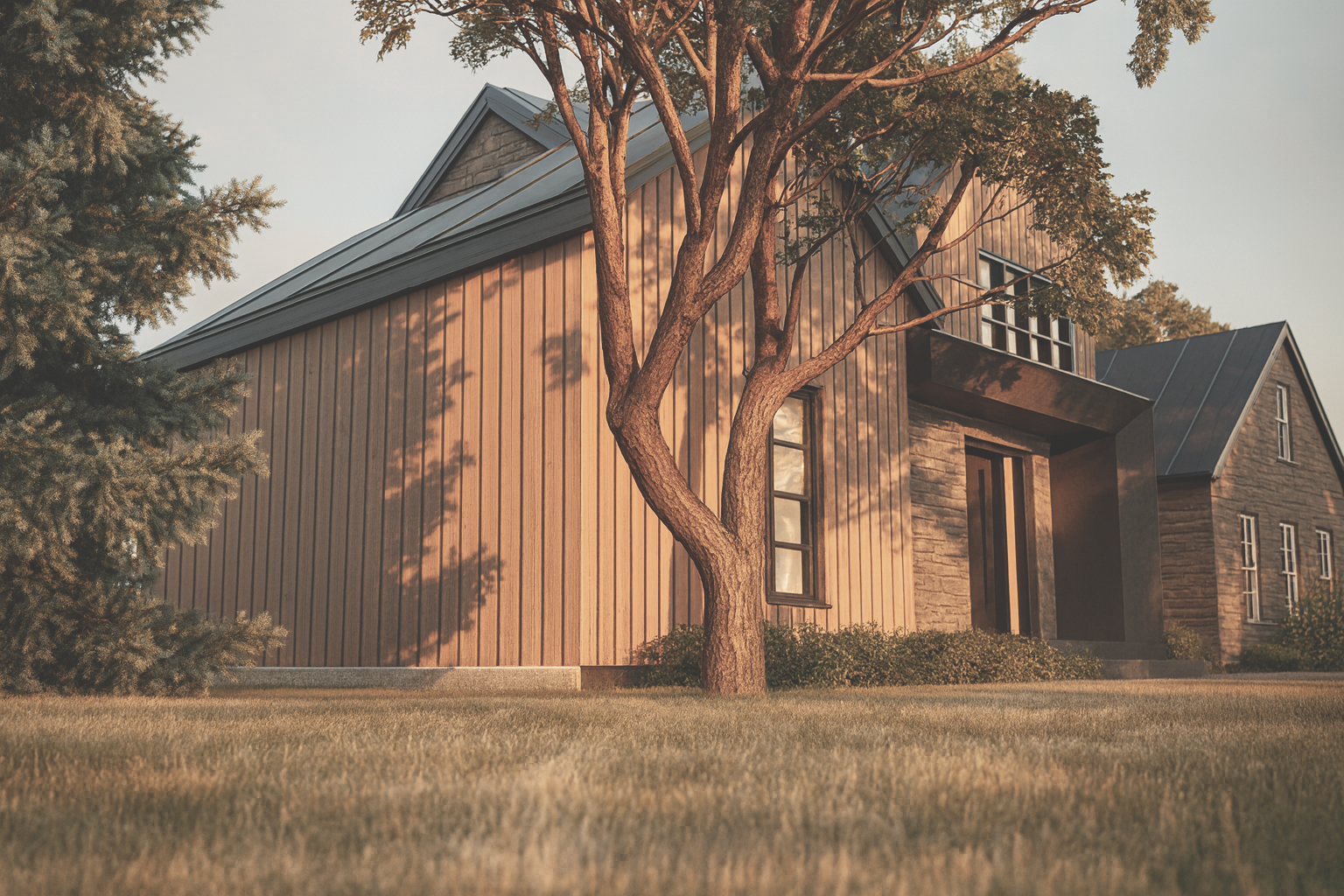 Interior view of The Nature House showing connection to landscape and natural light