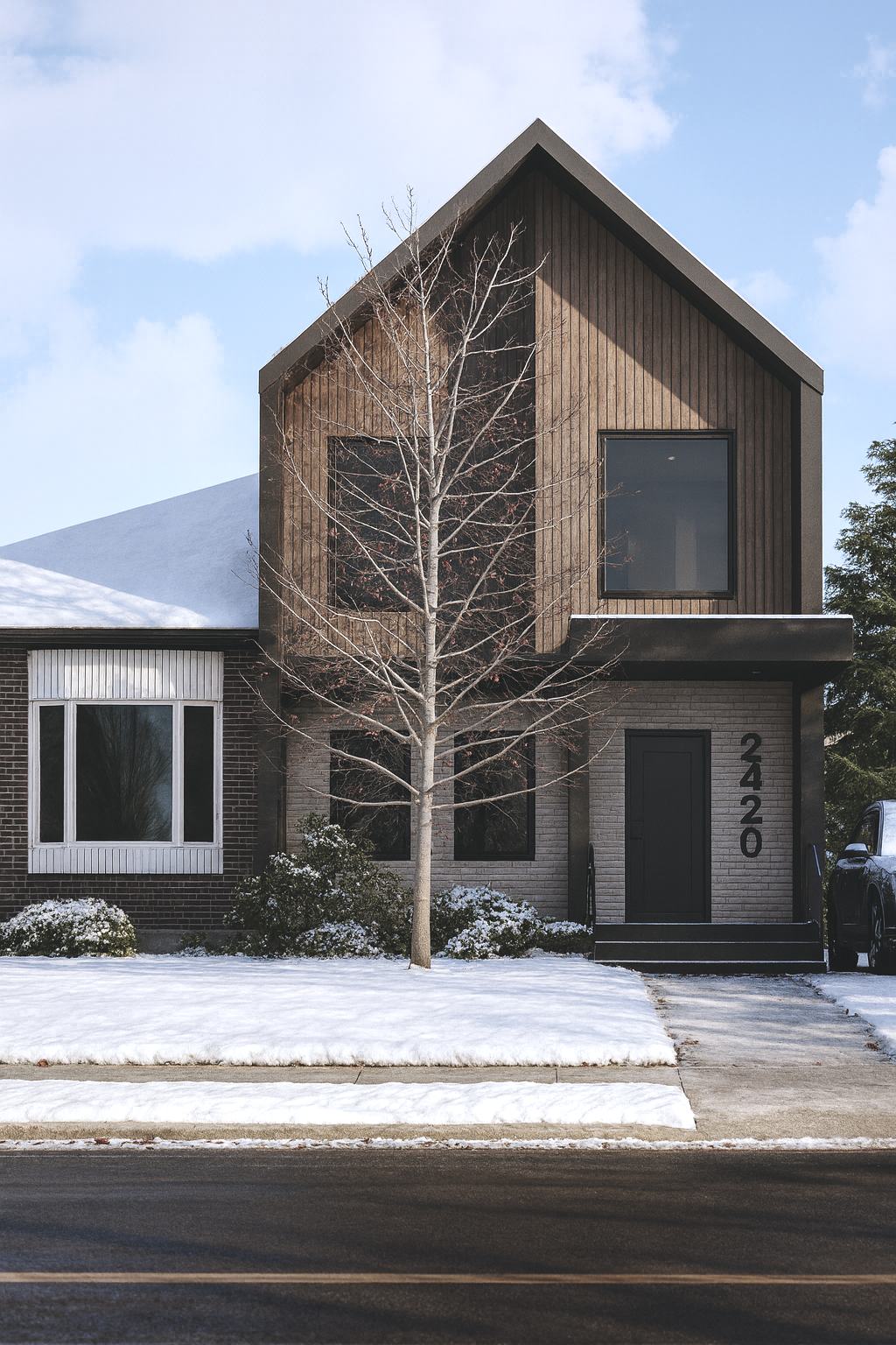Rear elevation of Belyea Oakville residence showing integration with outdoor living spaces