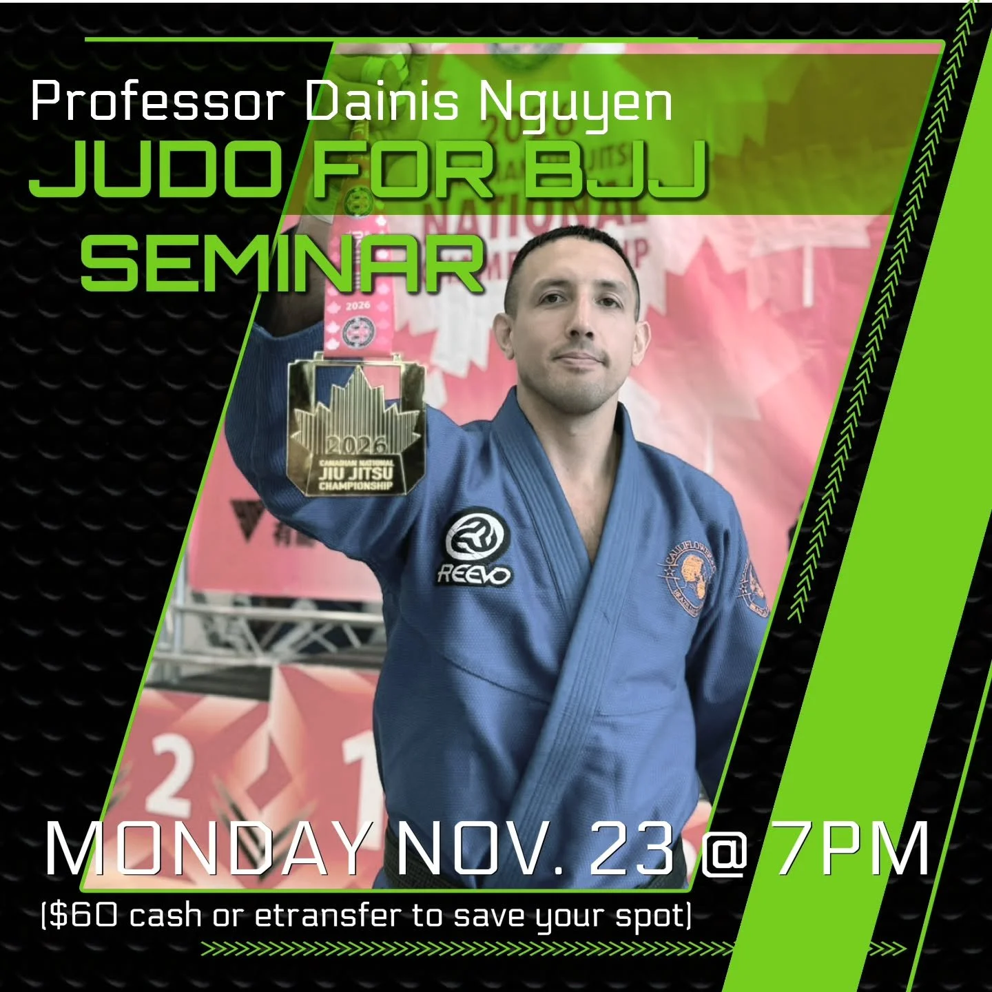 The Flock is proud to welcome Professor Dainis Nguyen for an exclusive seminar!

Professor Dainis is a decorated BJJ black belt and judoka who has seamlessly integrated Judo into his Brazilian Jiu-Jitsu to create an amazing, dynamic system on the mat