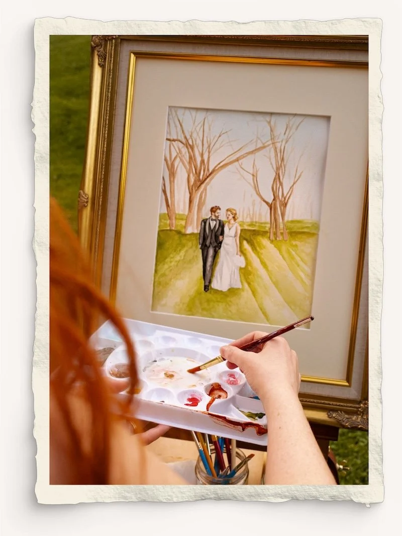Live Wedding Painting in a Gold Frame