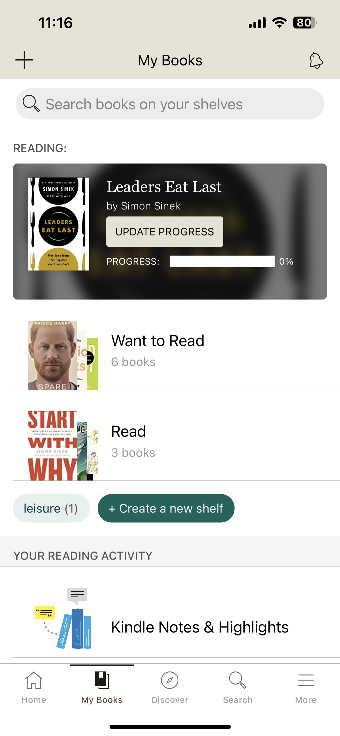 Current "My Books" page