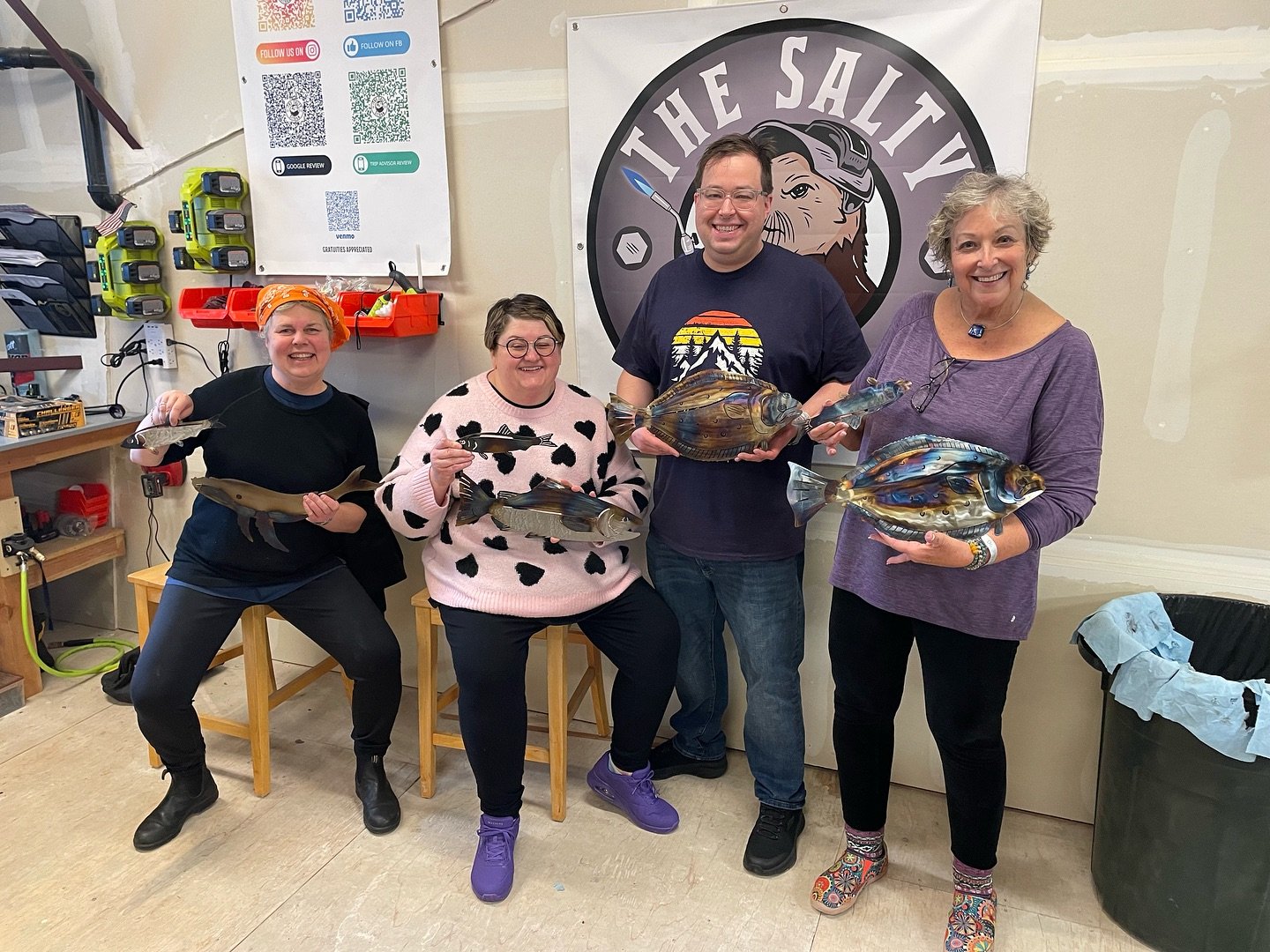 The Salty&rsquo;s first guests from the Westerdam in class today! Some great looking fish! #visitsitka #sitkaalaska #visitalaska #alaskashoretours #ventureashore #alaskacruise #alaskacruises #metalart #thingstodoinsitka #westerdam #westerdamcruise #h