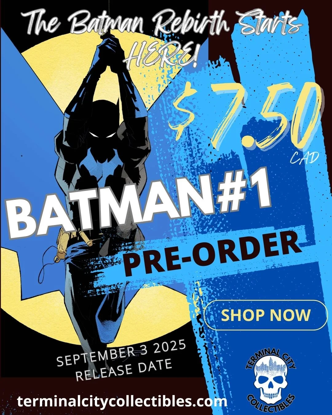 Batman #1 pre-orders from Terminal City Collectibles!
The march to issue 1000 is inching closer but there's a refresh coming this September. Get your orders in now while we have quantity.
Get ready, Batman fans! Variant covers from top artists like