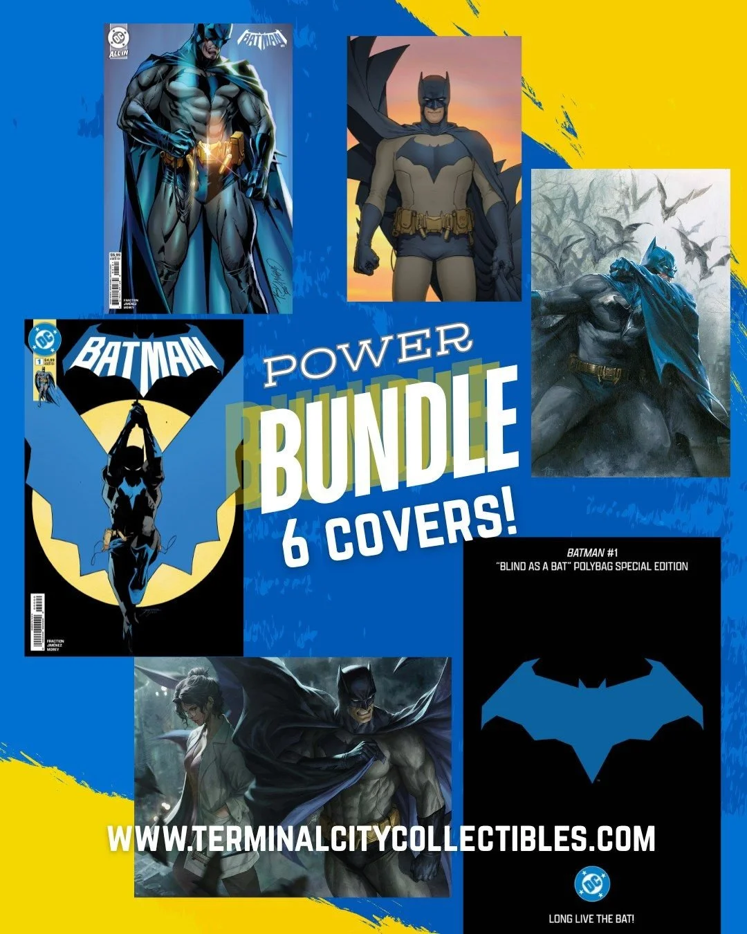 Ready to collect every must-have Batman #1 cover? 🦇

Grab the ultimate Batman #1 bundle. 

Featuring Regular Cover A, J. Scott Campbell, Frank Quitely, Dell'Otto, Artgerm Wraparound, and a special Blind Bag edition!

All six covers for just $70 CAD.