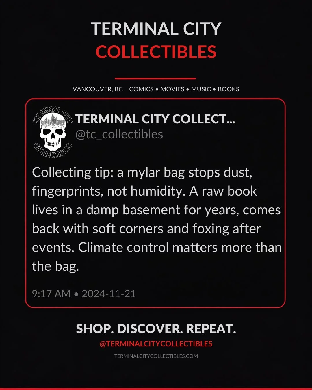 Real talk for collectors: that mylar bag is doing less than you think. It keeps dust and fingerprints off, but humidity is the actual enemy of your long-term grade and value. A raw book stashed in a damp basement or garage for a few years can come ba