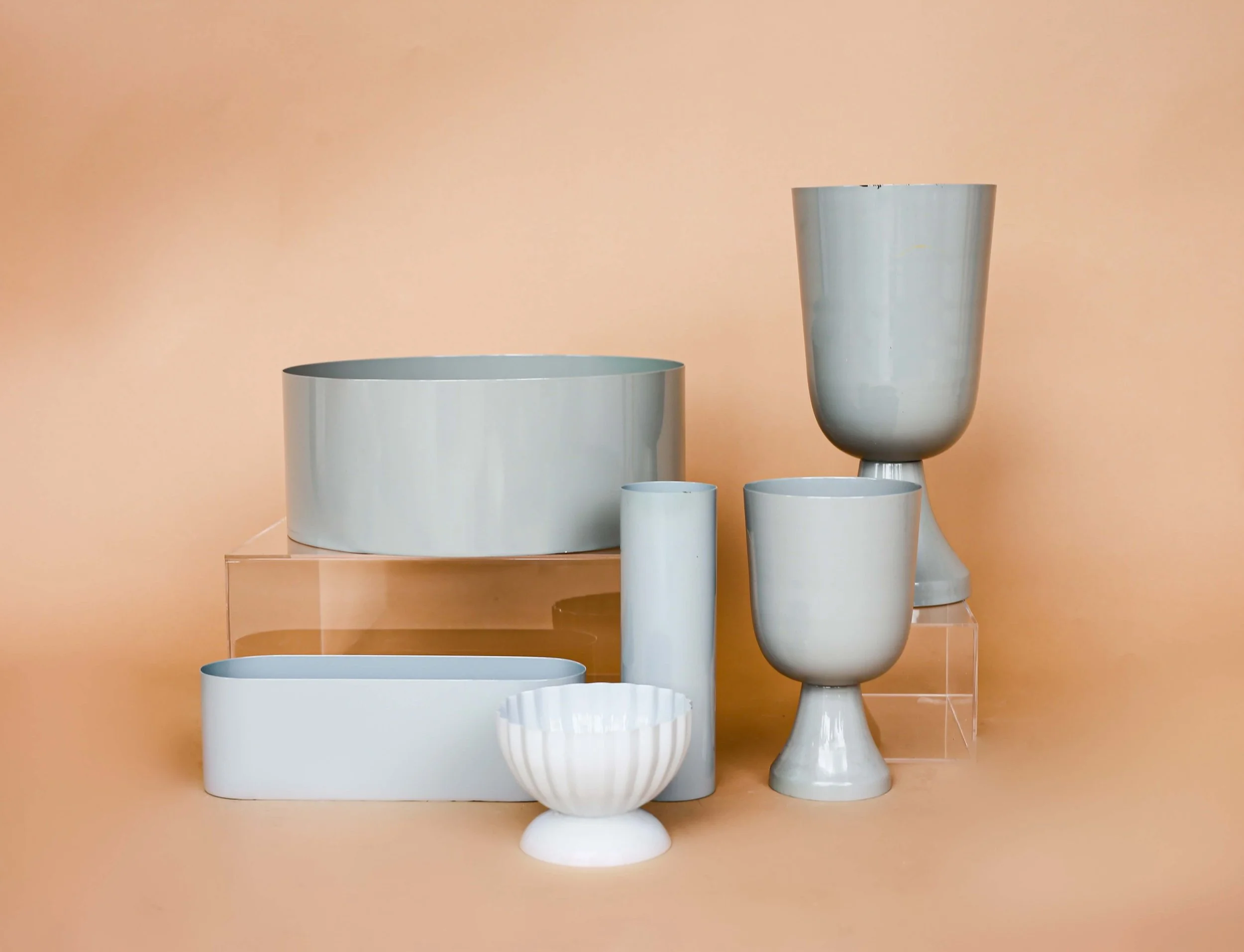 Grey Metal Vases