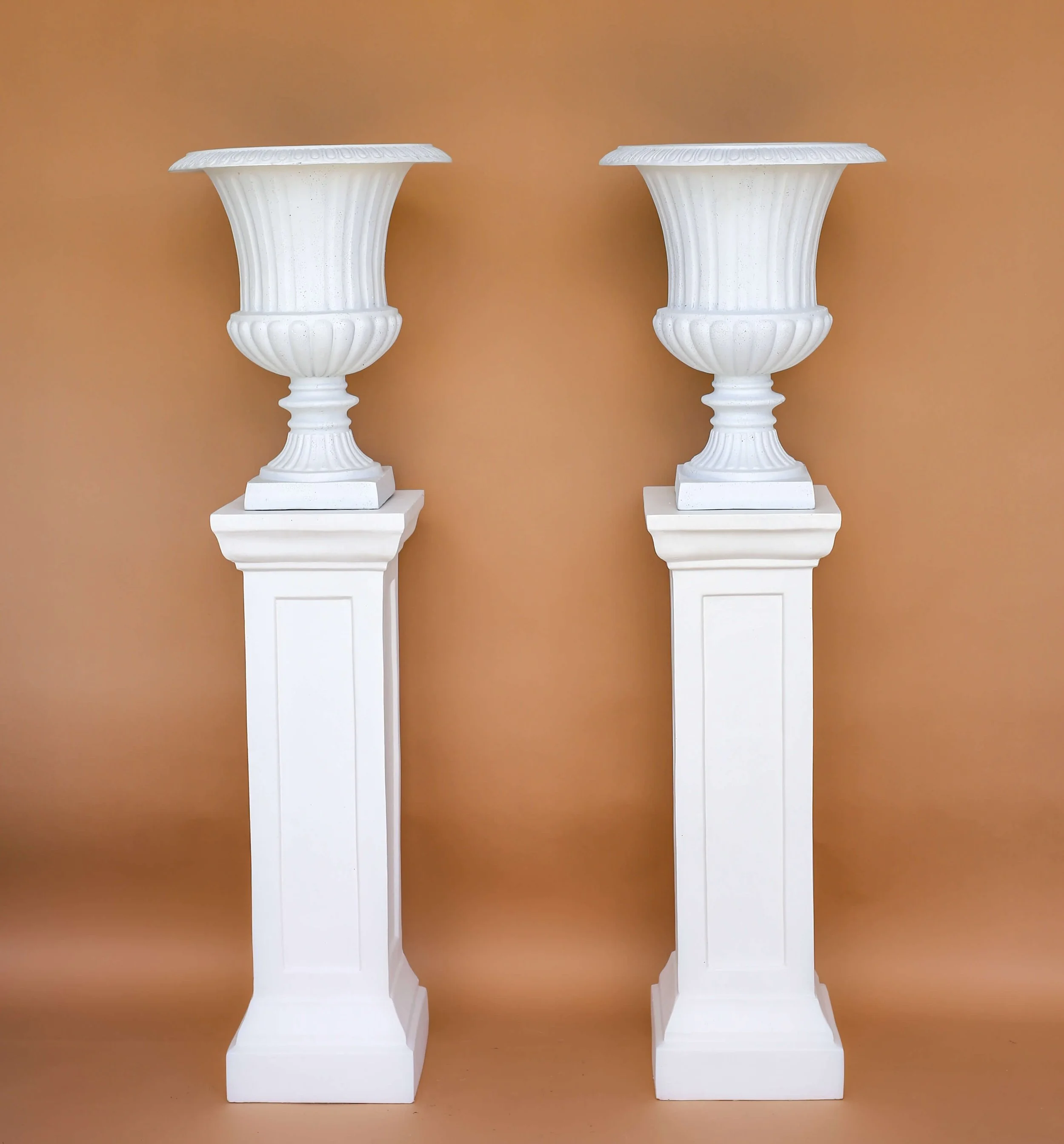 Tall White Urns