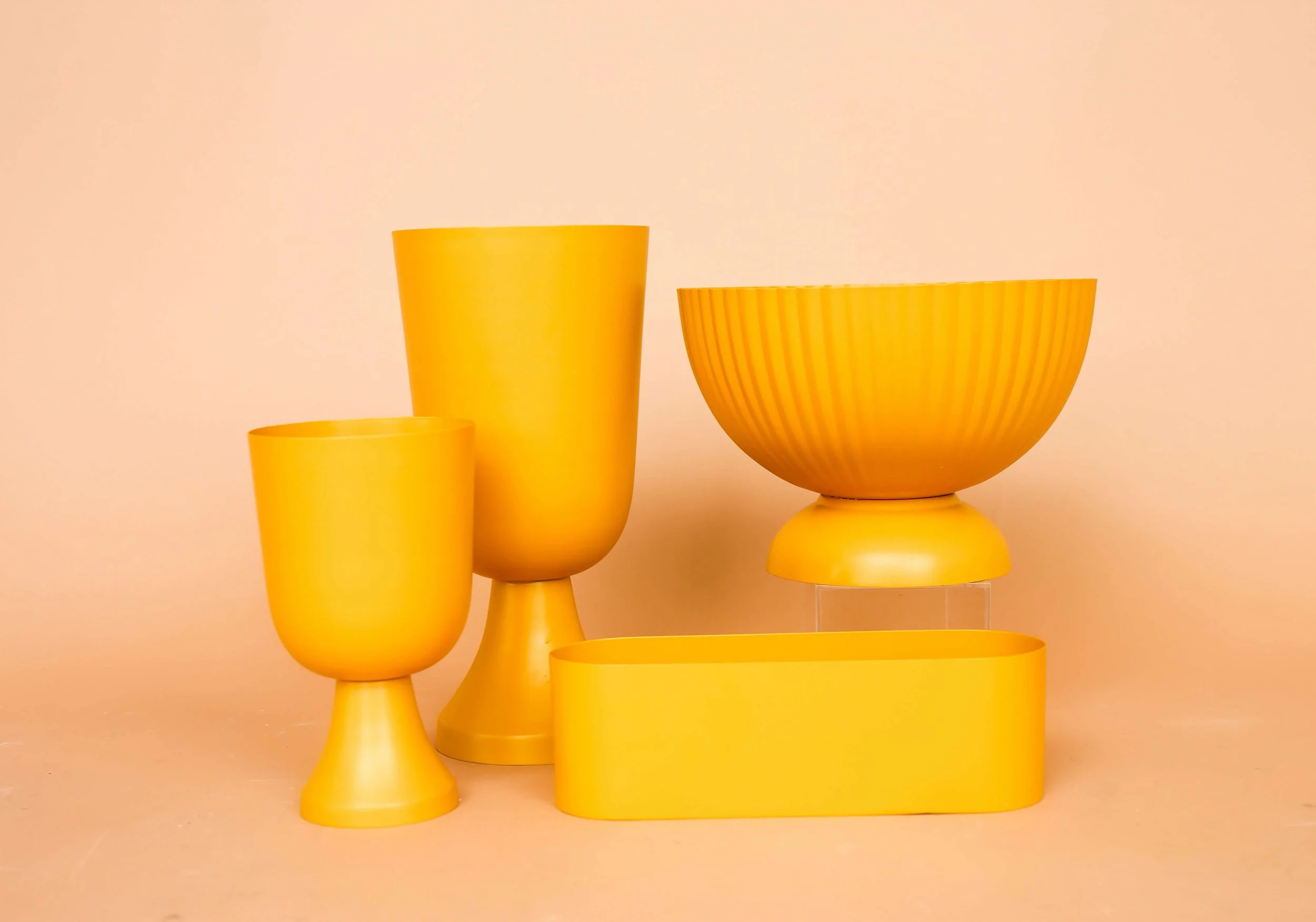 Mustard Metal Vases