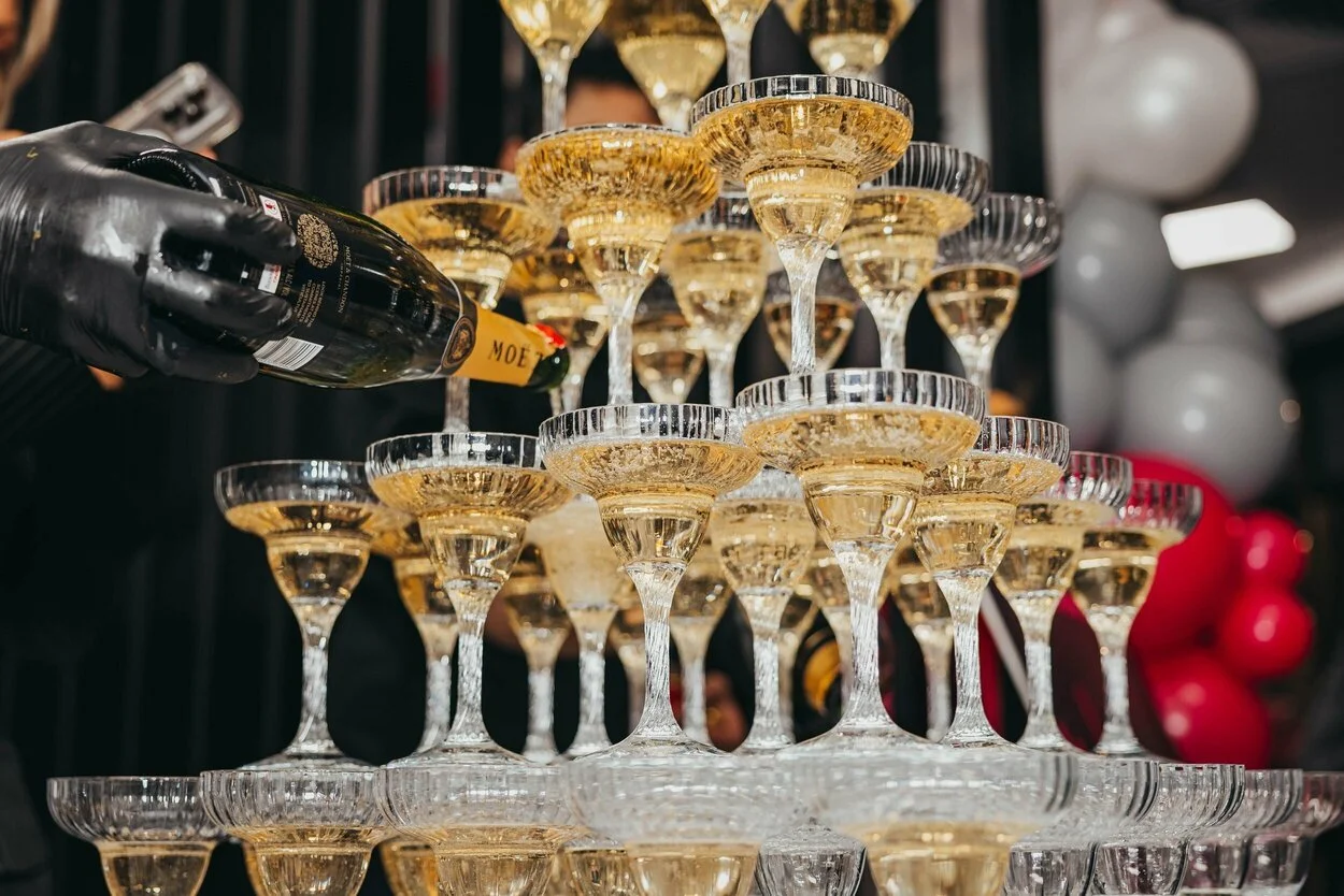 Champagne Tower Filled With Moet & Chandon Corporate Event Catering Melbourne VERTA events