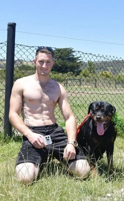 Dean Topless Waiter Melbourne with Dog Verta Events.jpg