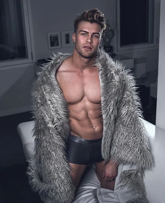 Male Model Topless in Fur Blanket Melbourne.jpg