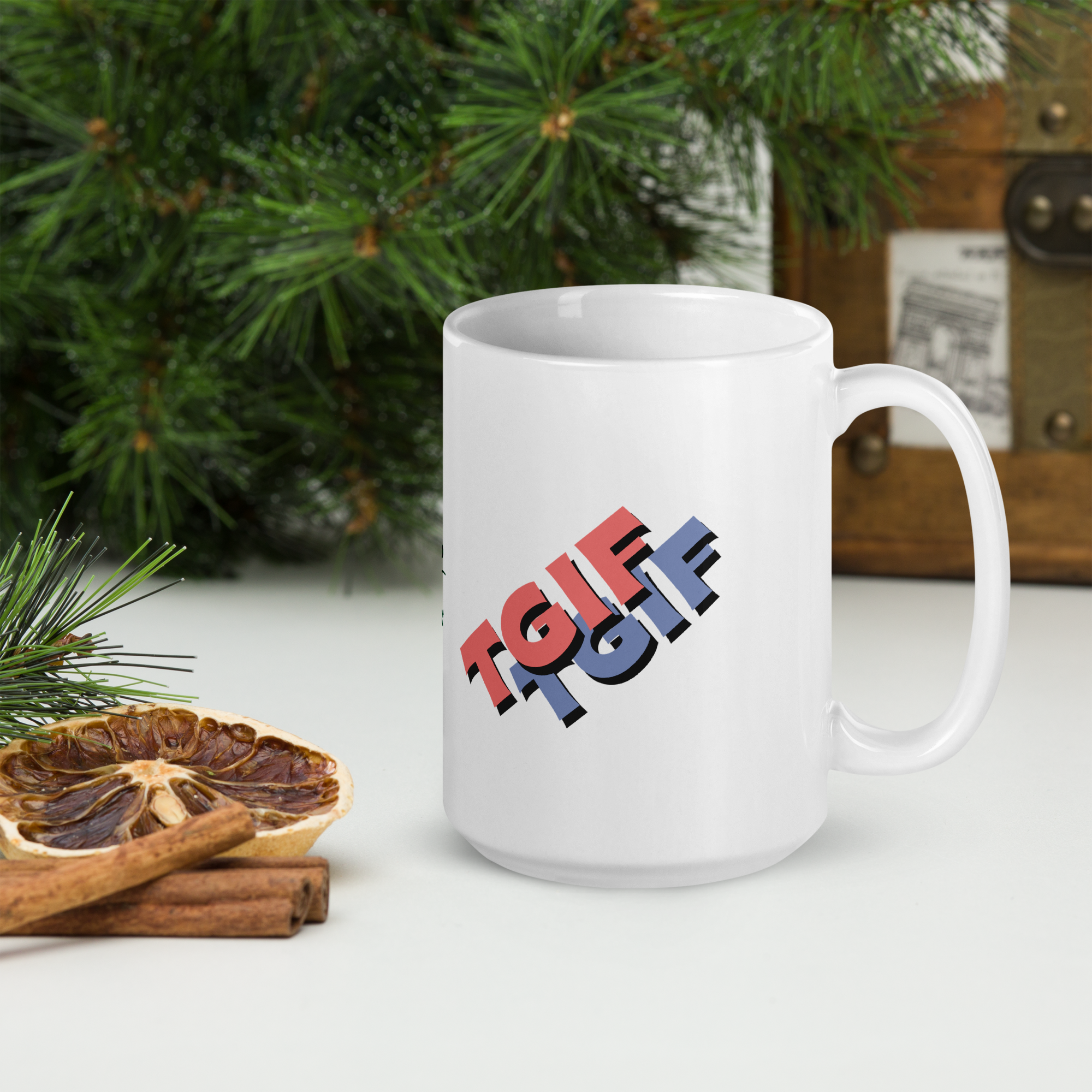 White glossy mug - TGIF