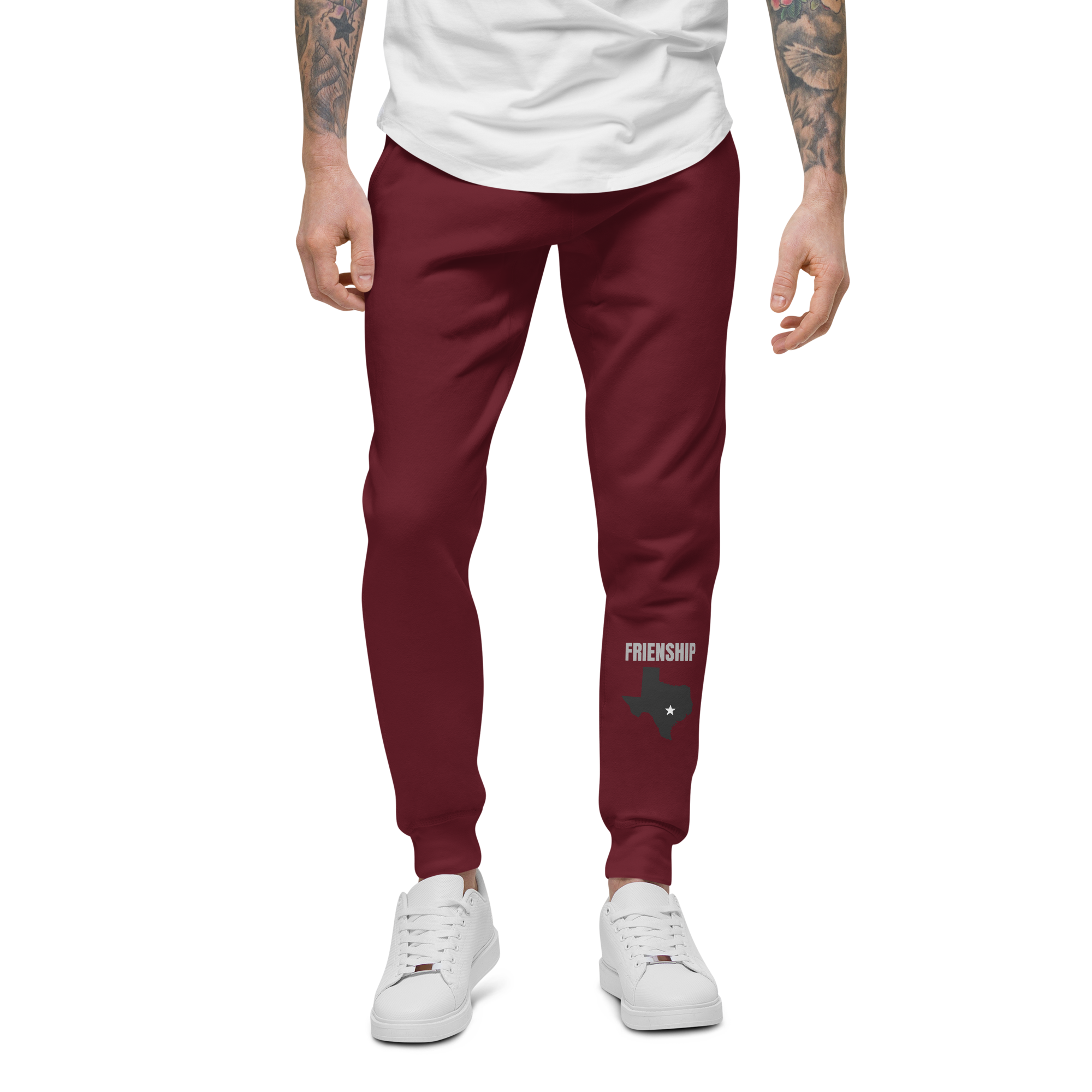 unisex-fleece-sweatpants-maroon-front-65650d9649ddb.png