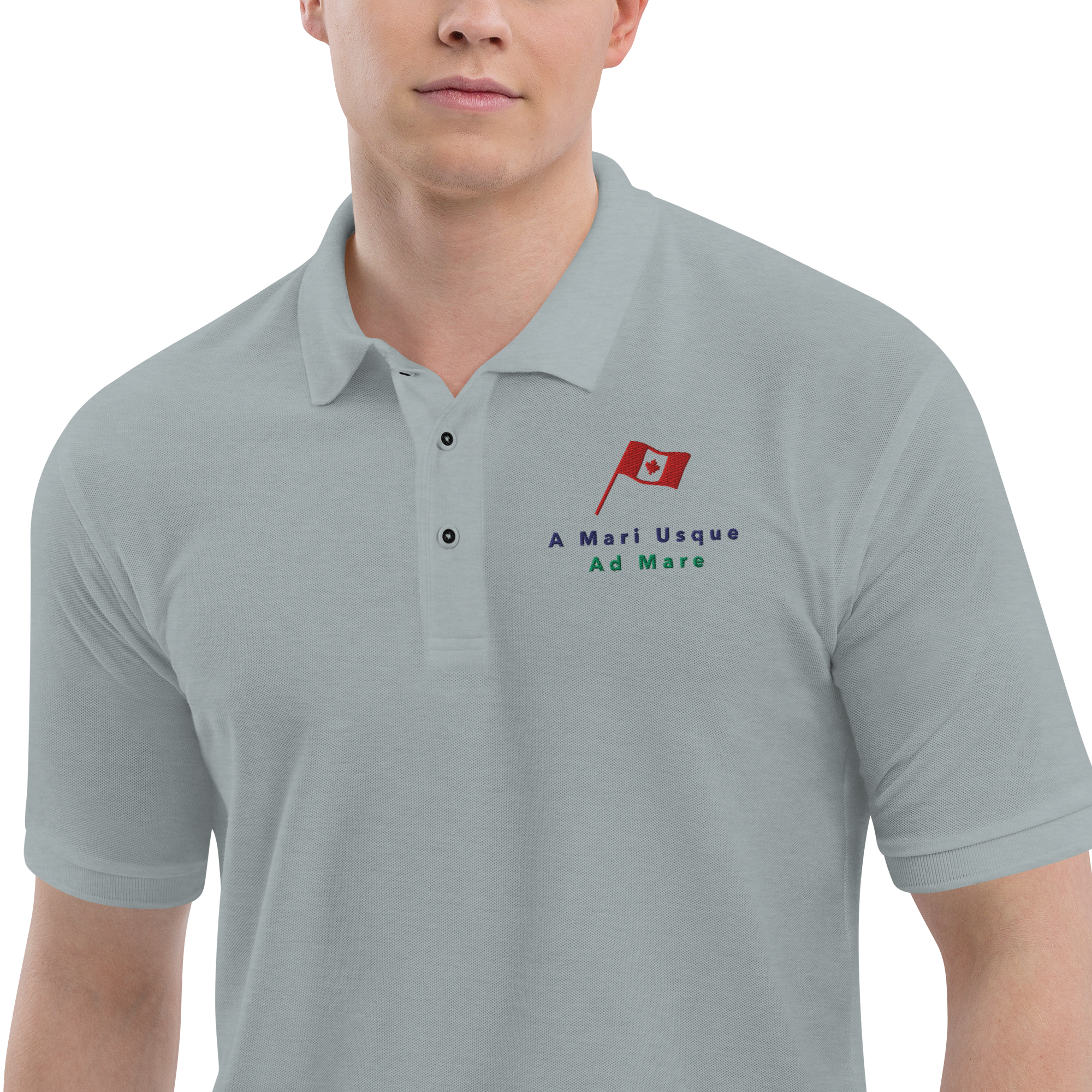 Men's Premium Polo - Canada's National Motto (Front)
