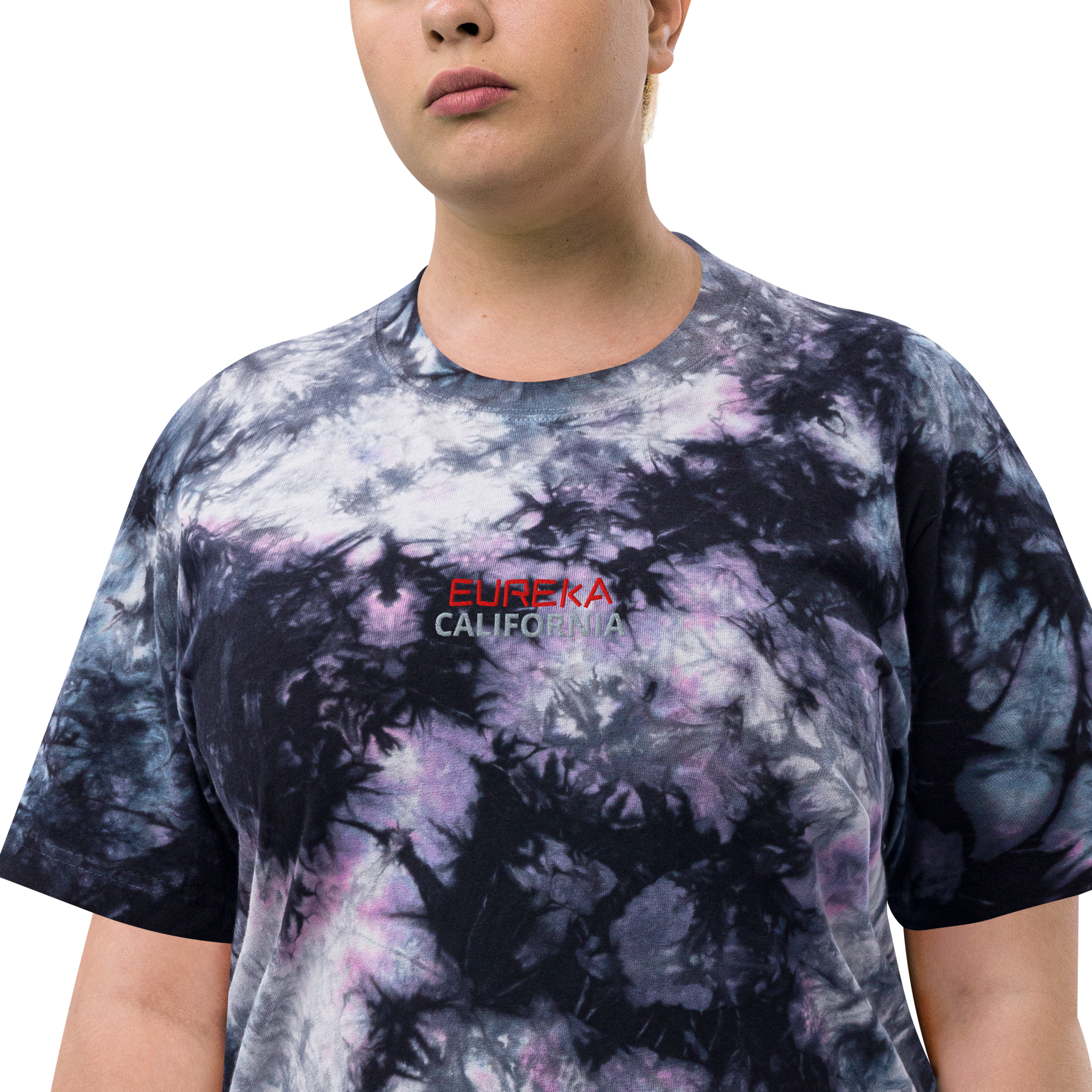 Embroidered Oversized Tie-Dye Shirt - CA Motto