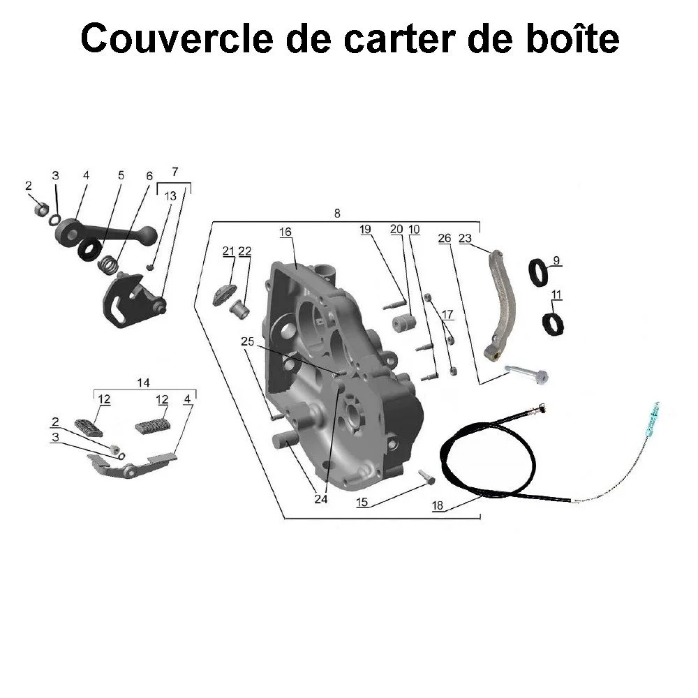 Couvercvle de carter de boîte pour les side-cars Ural équipés d'un moteur à injection EFI.