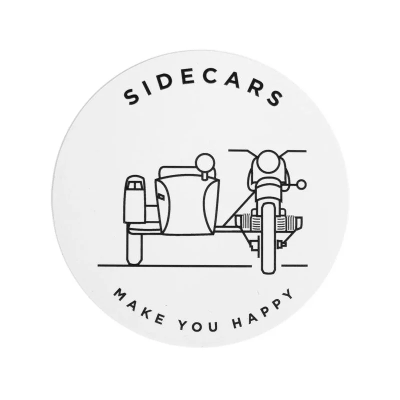 Autocollant 7.5x 7.5 cm "Sidecars Make You Happy"