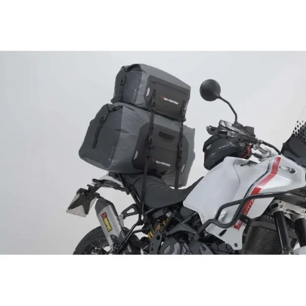 Sacoche de selle Drybag 350 gris/noir, Étanche, 35l, accessoire pour side-car Ural via Moto Side Aventure (concessionnaire side-car Ural)