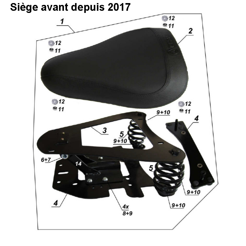 Siège avant depuis 2017 pour les side-cars Ural équipés d'un moteur à injection EFI.