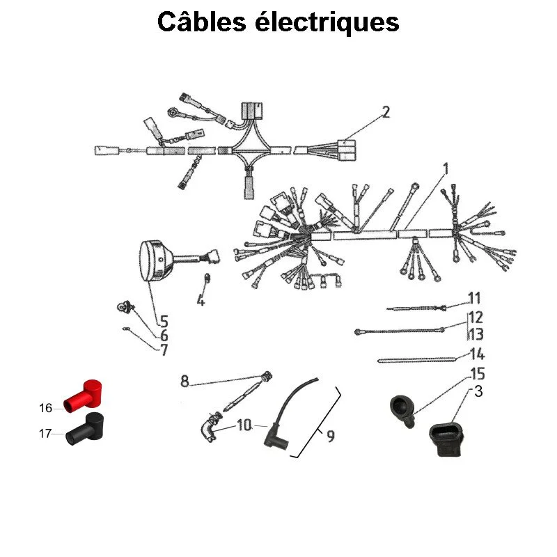 Câbles électriques pour les side-cars Ural Motorcycles dotés d'un moteur à carburateur.