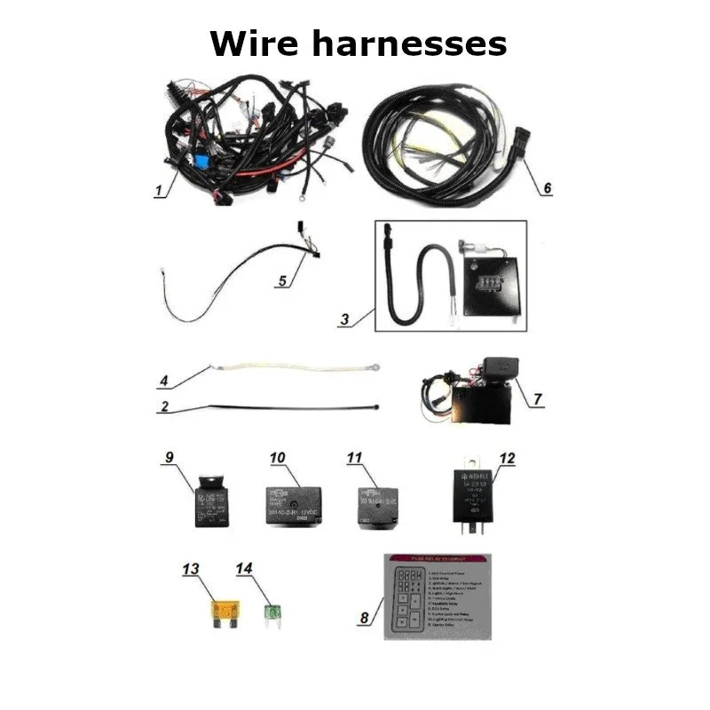 Wire harnesses for Ural Motorcycles sidecars with a EFI injection engine.
