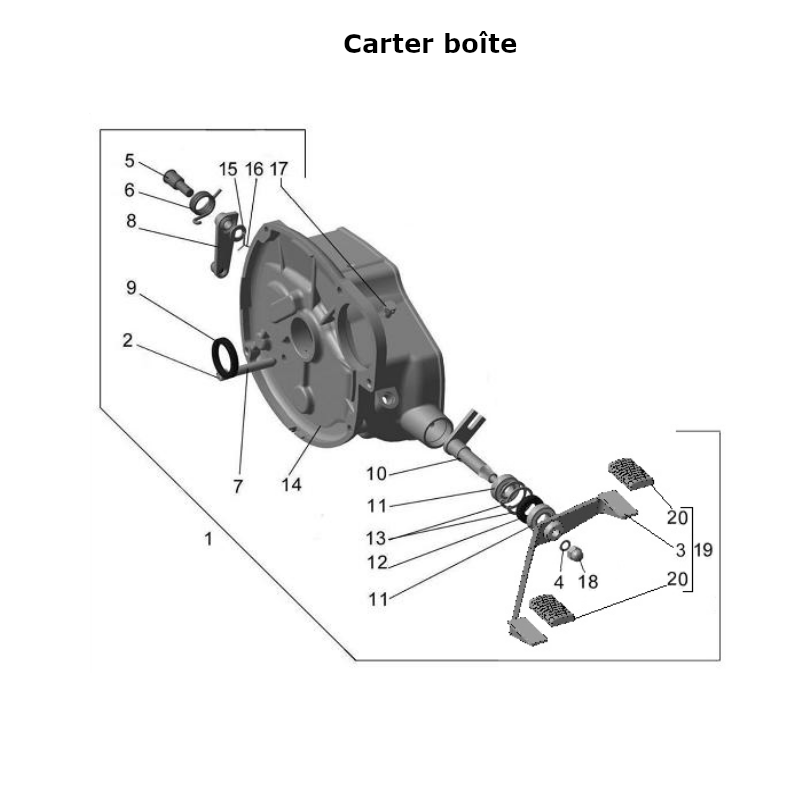 Schéma de carter de boîte, pièce détachée d'origine Ural Motorcycle pour sidecar via Moto Side Aventure (concessionnaire side-car Ural)