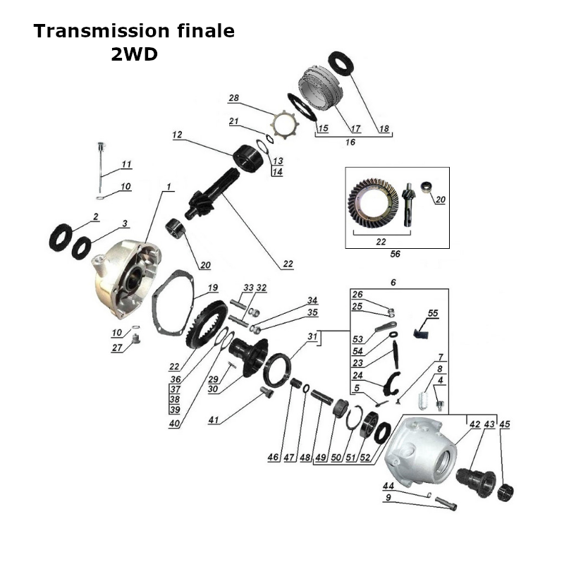 Schéma de transmission finale 2WD, pièce détachée d'origine Ural Motorcycle pour sidecar via Moto Side Aventure (concessionnaire side-car Ural)