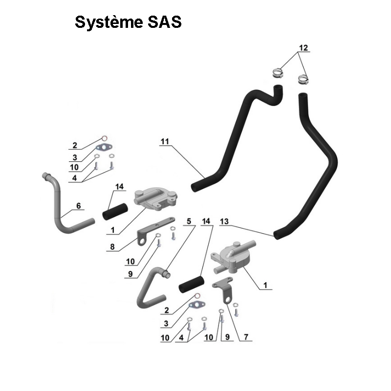 Schéma du système SAS, pièce détachée d'origine Ural Motorcycles pour sidecar via Moto Side Aventure (concessionnaire side-car Ural)