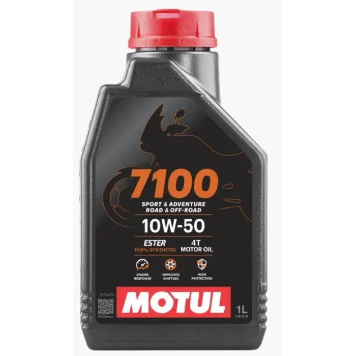 MOTUL 7100 10w50 is a 100% synthetic oil for 4-stroke sidecars, suitable for all types of 4-stroke sidecars, with or without integrated gearbox, wet or dry clutch.