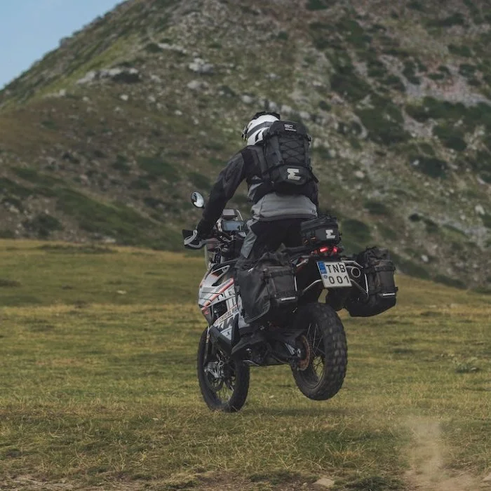 Enduristan Hurricane 25 waterproof rucksack for Ural Motorcycles sidecars