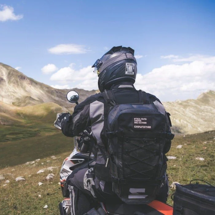 Enduristan Hurricane 25 waterproof rucksack for Ural Motorcycles sidecars