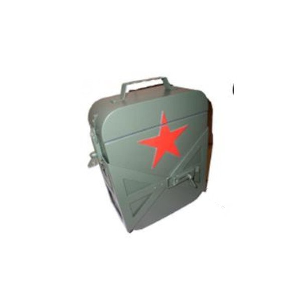 Steel box green with red star is a Ural sidecar accessory from Moto Side Aventure (Ural sidecar dealer)
